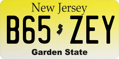 NJ license plate B65ZEY