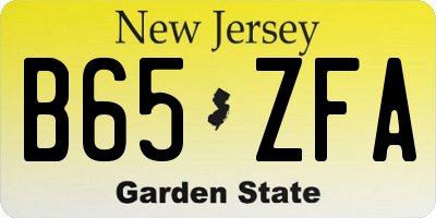 NJ license plate B65ZFA