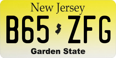 NJ license plate B65ZFG