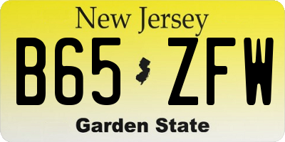 NJ license plate B65ZFW
