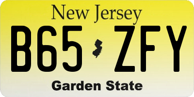 NJ license plate B65ZFY