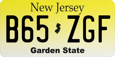 NJ license plate B65ZGF