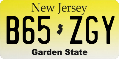 NJ license plate B65ZGY