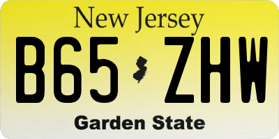 NJ license plate B65ZHW