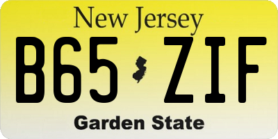 NJ license plate B65ZIF