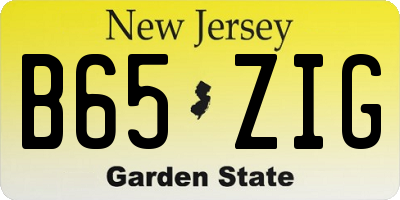 NJ license plate B65ZIG