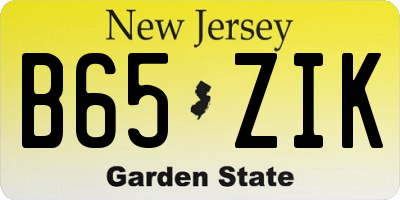 NJ license plate B65ZIK