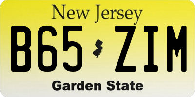 NJ license plate B65ZIM