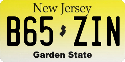 NJ license plate B65ZIN