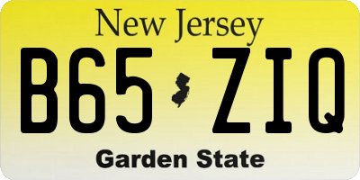 NJ license plate B65ZIQ