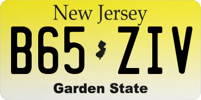 NJ license plate B65ZIV