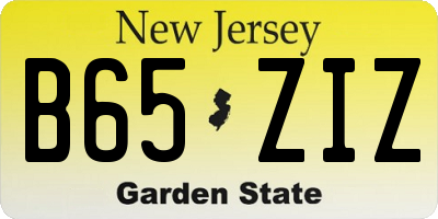 NJ license plate B65ZIZ
