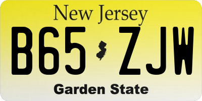 NJ license plate B65ZJW