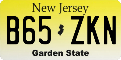 NJ license plate B65ZKN