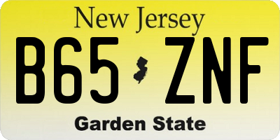 NJ license plate B65ZNF