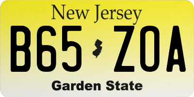 NJ license plate B65ZOA