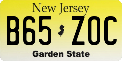 NJ license plate B65ZOC