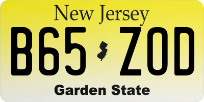 NJ license plate B65ZOD