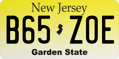 NJ license plate B65ZOE