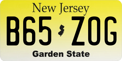 NJ license plate B65ZOG