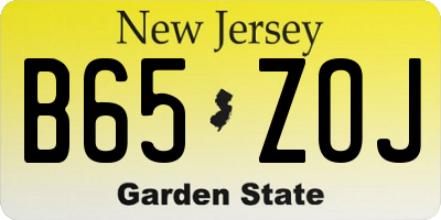 NJ license plate B65ZOJ