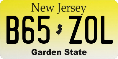 NJ license plate B65ZOL