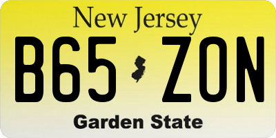NJ license plate B65ZON