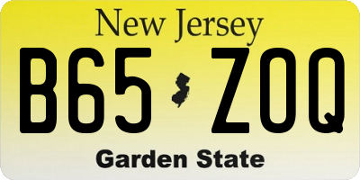 NJ license plate B65ZOQ