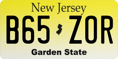 NJ license plate B65ZOR