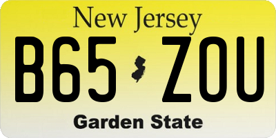 NJ license plate B65ZOU