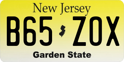 NJ license plate B65ZOX