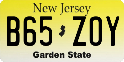 NJ license plate B65ZOY