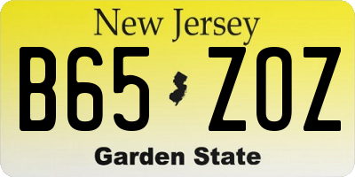 NJ license plate B65ZOZ