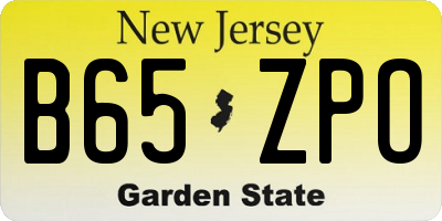 NJ license plate B65ZPO