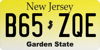 NJ license plate B65ZQE