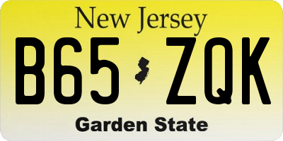 NJ license plate B65ZQK