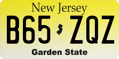 NJ license plate B65ZQZ