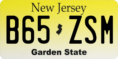 NJ license plate B65ZSM