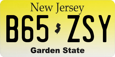 NJ license plate B65ZSY