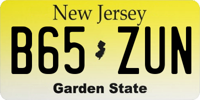 NJ license plate B65ZUN