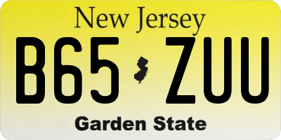 NJ license plate B65ZUU