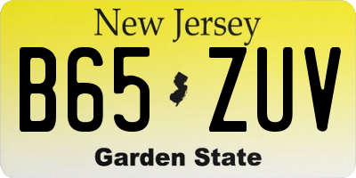 NJ license plate B65ZUV