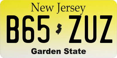 NJ license plate B65ZUZ