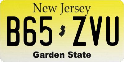 NJ license plate B65ZVU