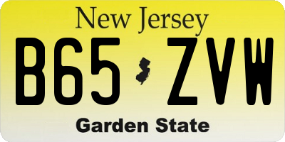 NJ license plate B65ZVW