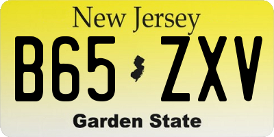 NJ license plate B65ZXV
