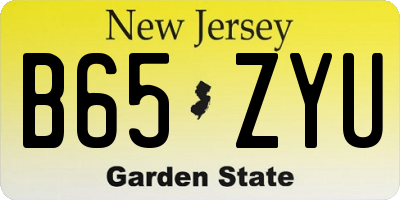 NJ license plate B65ZYU