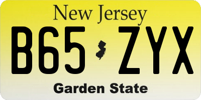 NJ license plate B65ZYX