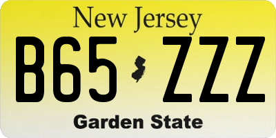 NJ license plate B65ZZZ