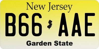 NJ license plate B66AAE